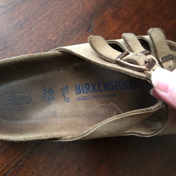 Birkenstock Florida Soft Footbed Tan Leather Sandal Slides - Picture 5 of 9